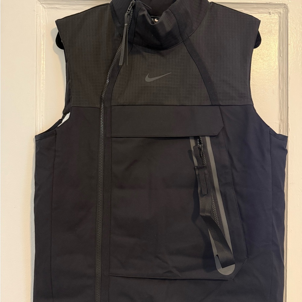 Nike Black Athletic Vest with High Collar and Asymmetrical Zipper
